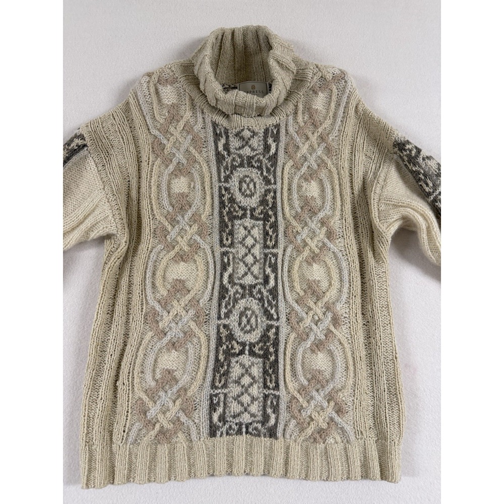 VTG Express Sweater Cable Knit Fisherman Grandpa Wool Mohair Angora‎ NEW Med